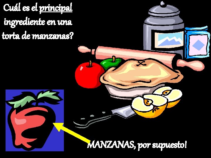 Cuál es el principal ingrediente en una torta de manzanas? MANZANAS, por supuesto! 