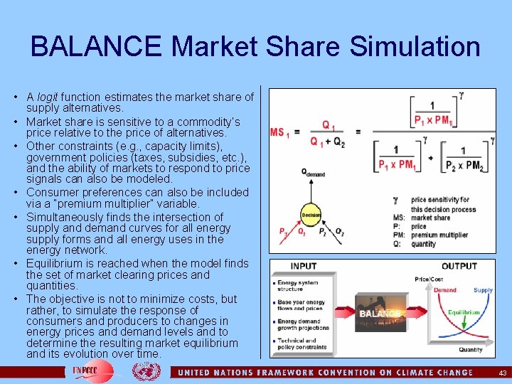 BALANCE Market Share Simulation • A logit function estimates the market share of supply