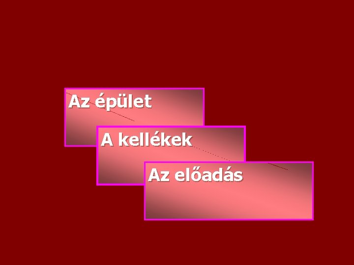 Az épület A kellékek Az előadás 