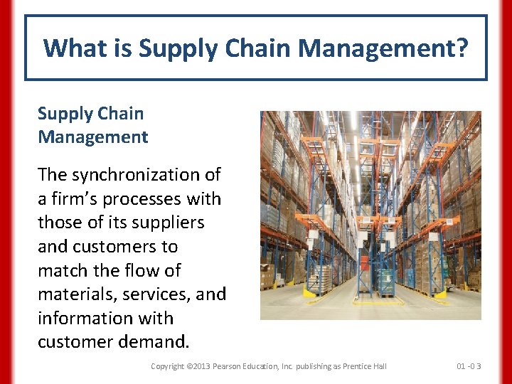 What is Supply Chain Management? Supply Chain Management The synchronization of a firm’s processes