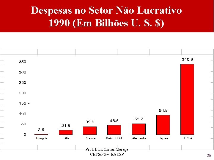 Despesas no Setor Não Lucrativo 1990 (Em Bilhões U. S. $) Prof. Luiz Carlos