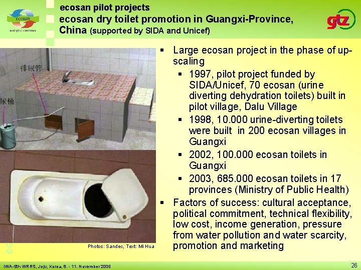 ecosan pilot projects ecosan planning and implmentation ecosan dry toilet promotion in Guangxi-Province, China