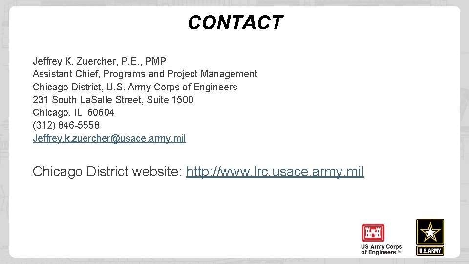 CONTACT Jeffrey K. Zuercher, P. E. , PMP Assistant Chief, Programs and Project Management