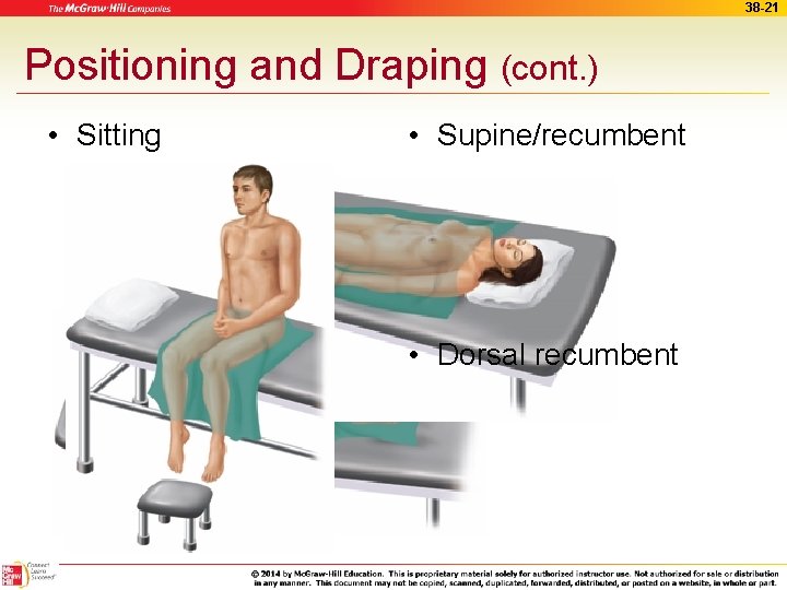 38 -21 Positioning and Draping (cont. ) • Sitting • Supine/recumbent – Symmetry •