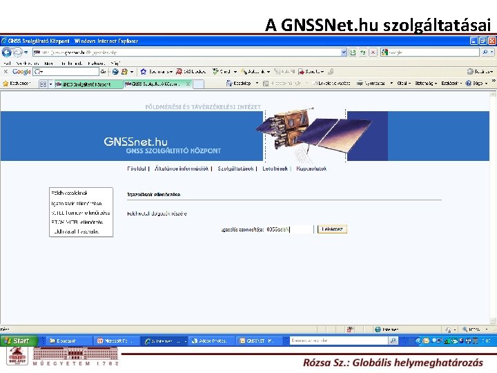 A GNSSNet. hu szolgáltatásai 