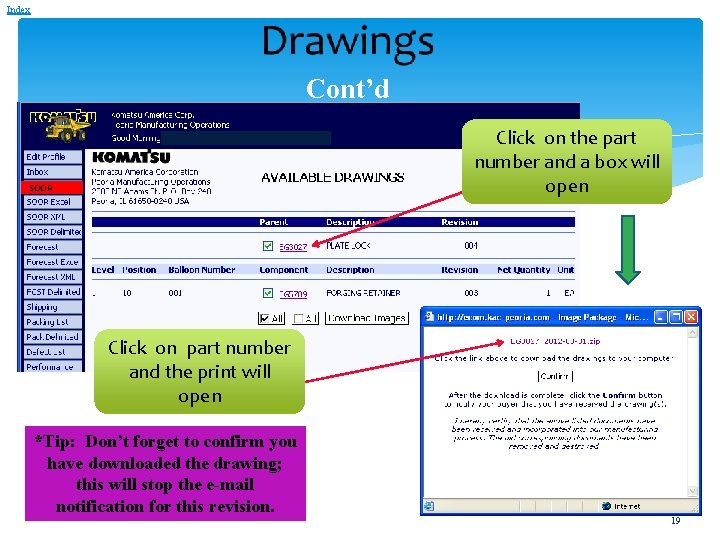 Index Cont’d Click on the part number and a box will open SOOR Click Index Cont’d Click on the part number and a box will open SOOR Click