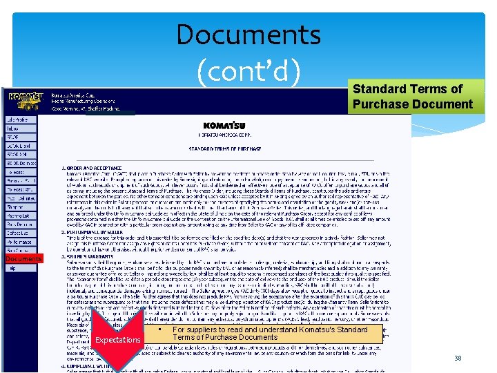 Documents (cont’d) Standard Terms of Purchase Documents • Expectations For suppliers to read and Documents (cont’d) Standard Terms of Purchase Documents • Expectations For suppliers to read and