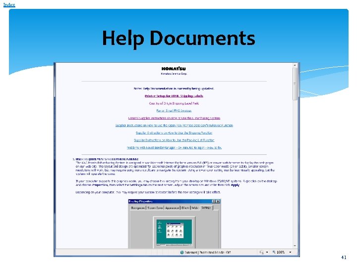 Index Help Documents 41 Index Help Documents 41