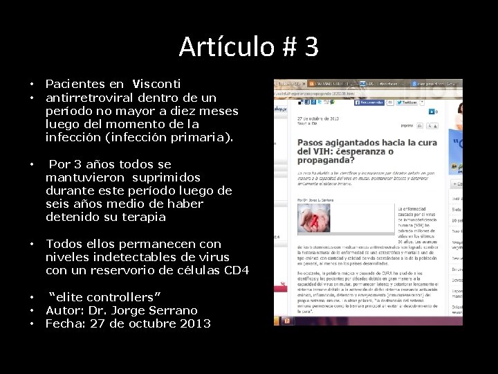 Artículo # 3 • • Pacientes en Visconti antirretroviral dentro de un período no