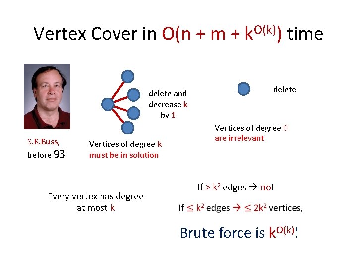 Vertex Cover in O(n + m + k. O(k)) time delete and decrease k