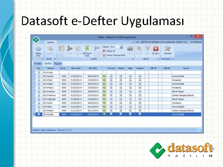 Datasoft e-Defter Uygulaması 