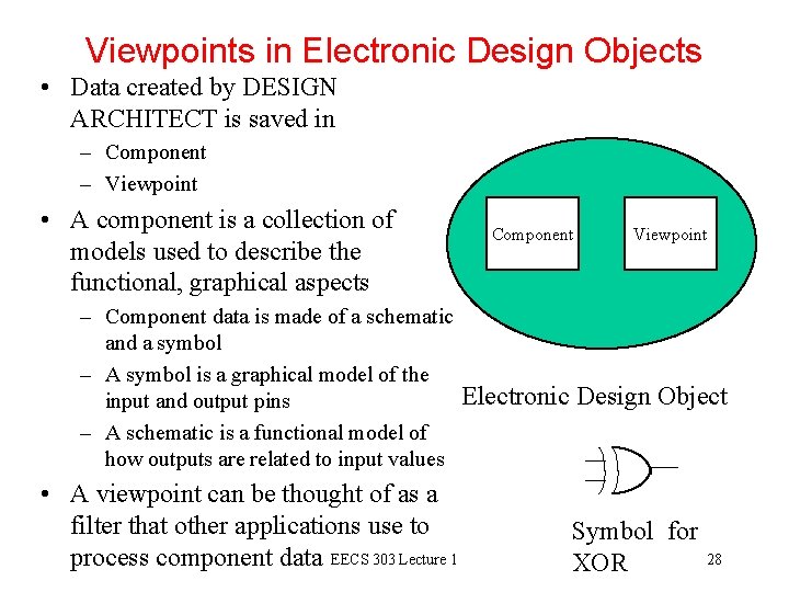 Viewpoints in Electronic Design Objects • Data created by DESIGN ARCHITECT is saved in