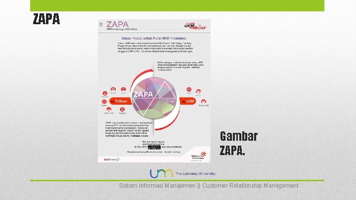 ZAPA Gambar ZAPA. Sistem Informasi Manajemen || Customer Relationship Manegement 