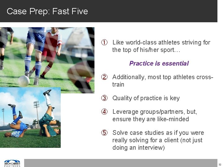 Case Prep: Fast Five ① Like world-class athletes striving for the top of his/her
