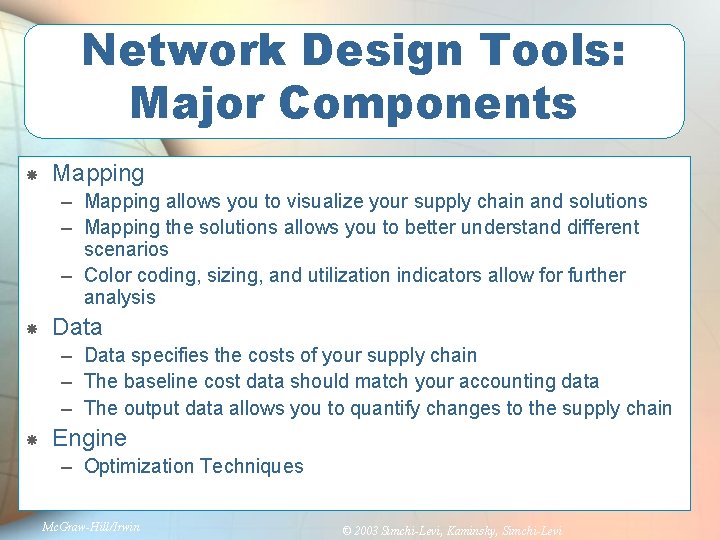 Network Design Tools: Major Components Mapping – Mapping allows you to visualize your supply