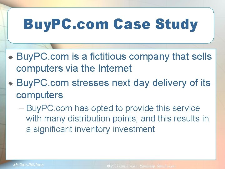 Buy. PC. com Case Study Buy. PC. com is a fictitious company that sells