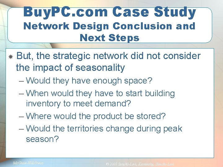 Buy. PC. com Case Study Network Design Conclusion and Next Steps But, the strategic