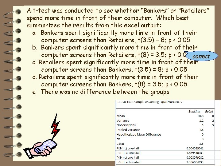 A t-test was conducted to see whether “Bankers” or “Retailers” spend more time in