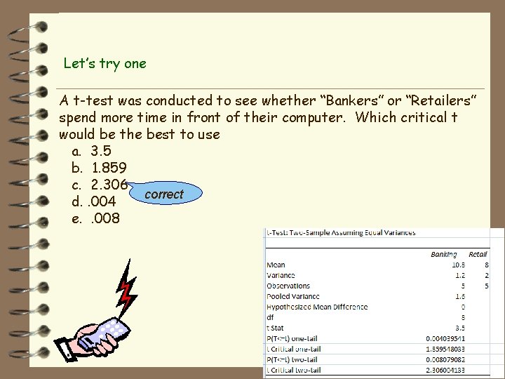 Let’s try one A t-test was conducted to see whether “Bankers” or “Retailers” spend