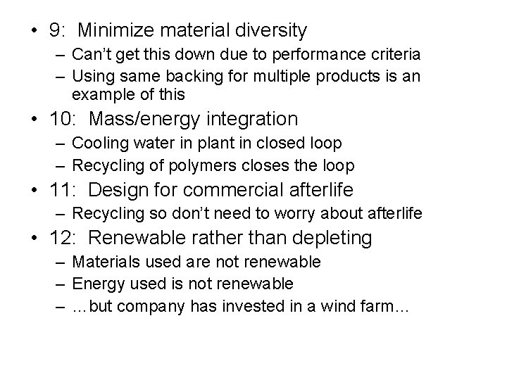  • 9: Minimize material diversity – Can’t get this down due to performance