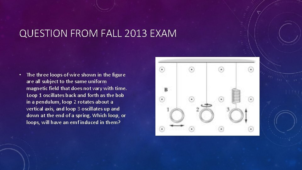 QUESTION FROM FALL 2013 EXAM • The three loops of wire shown in the