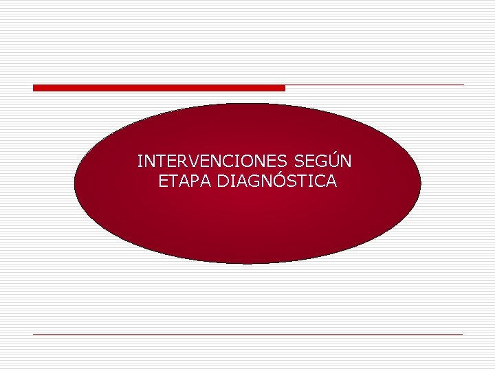 INTERVENCIONES SEGÚN ETAPA DIAGNÓSTICA 