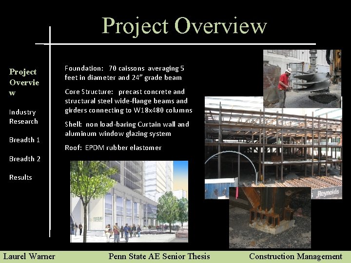 Project Overview Project Overvie w Industry Research Breadth 1 Foundation: 70 caissons averaging 5