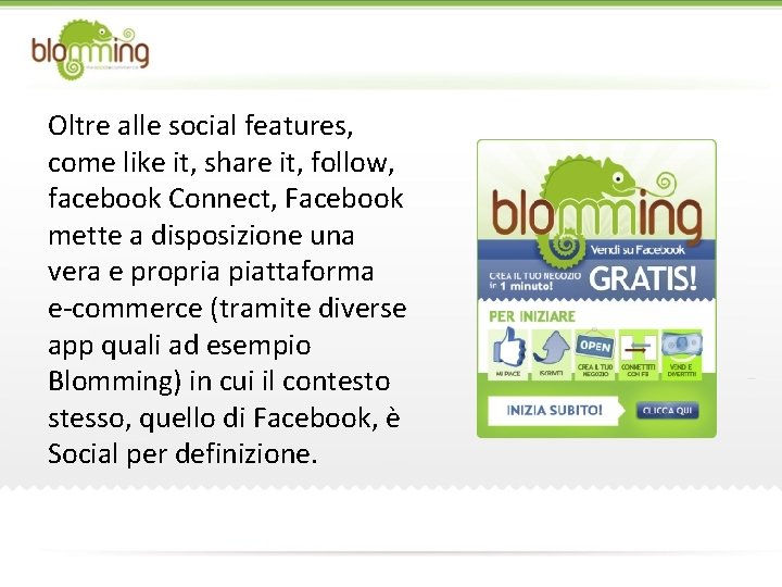 Oltre alle social features, come like it, share it, follow, facebook Connect, Facebook mette
