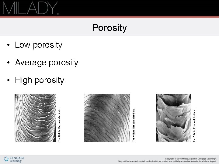 The Gillette Research Institute. Porosity • Low porosity • Average porosity • High porosity