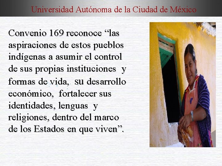 Universidad Autónoma de la Ciudad de México Convenio 169 reconoce “las aspiraciones de estos