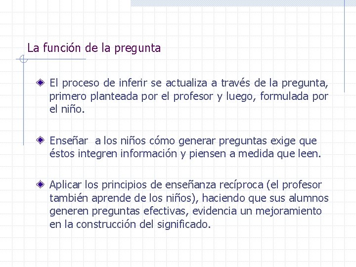 La función de la pregunta El proceso de inferir se actualiza a través de