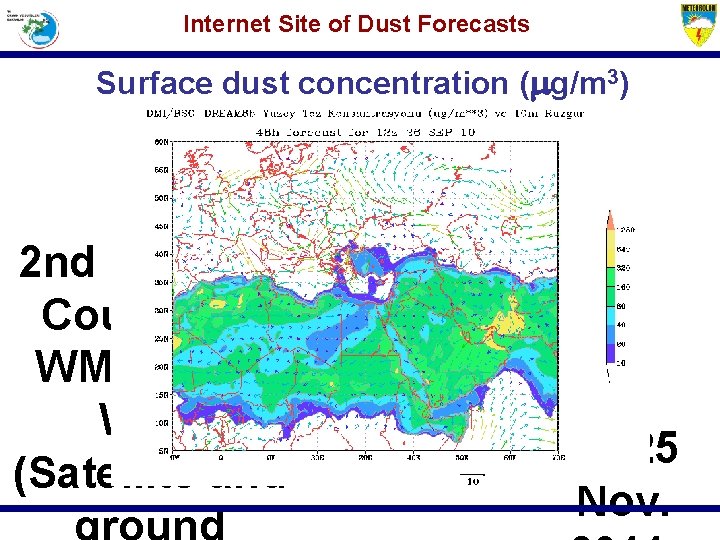 Internet Site of Dust Forecasts Surface dust concentration ( g/m 3) 2 nd Training