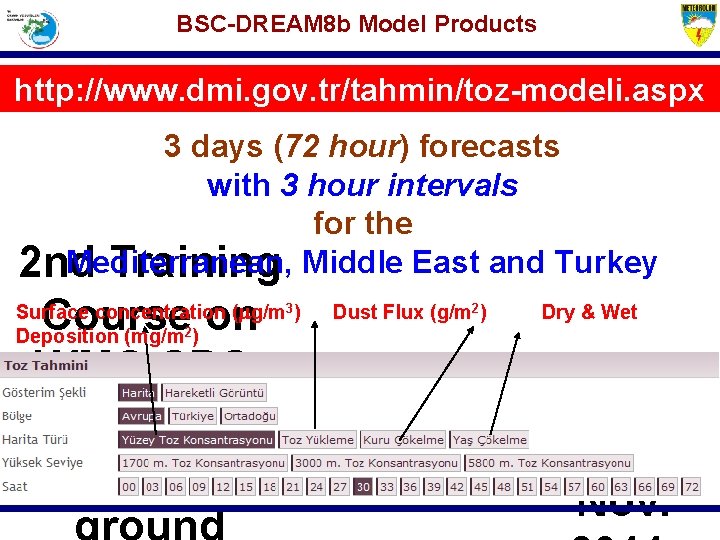 BSC-DREAM 8 b Model Products http: //www. dmi. gov. tr/tahmin/toz-modeli. aspx 3 days (72