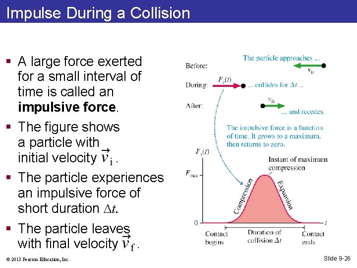 Impulse During a Collision § A large force exerted for a small interval of