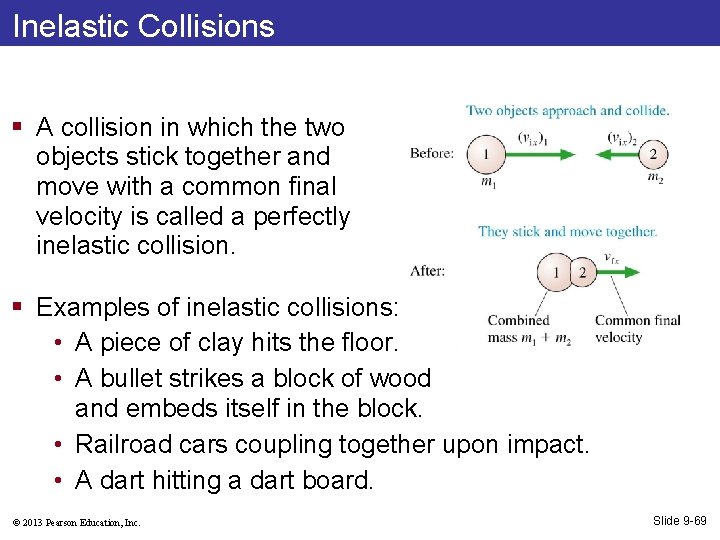 Inelastic Collisions § A collision in which the two objects stick together and move
