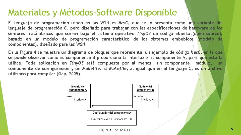 Materiales y Métodos-Software Disponible El lenguaje de programación usado en las WSN es Nes.