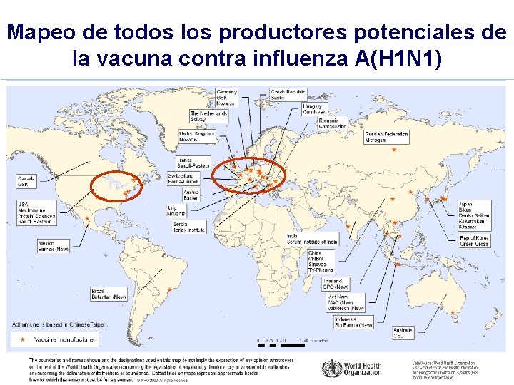 Mapeo de todos los productores potenciales de la vacuna contra influenza A(H 1 N