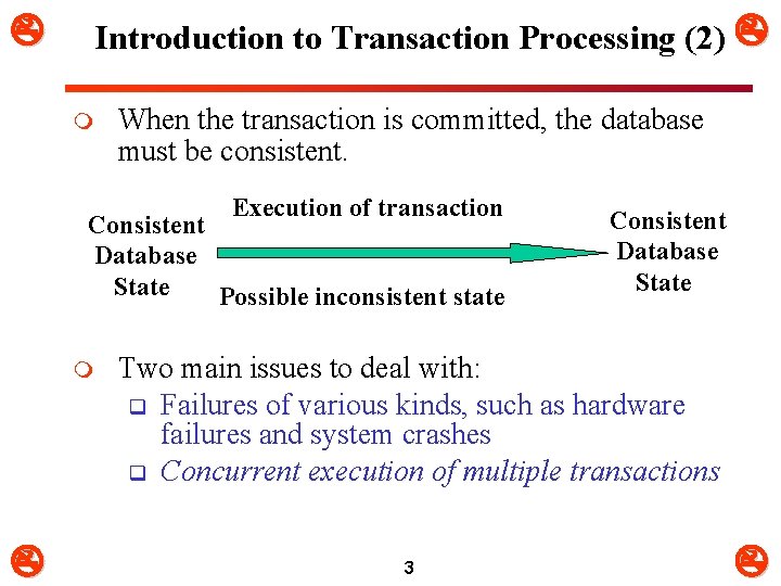  Introduction to Transaction Processing (2) m When the transaction is committed, the database