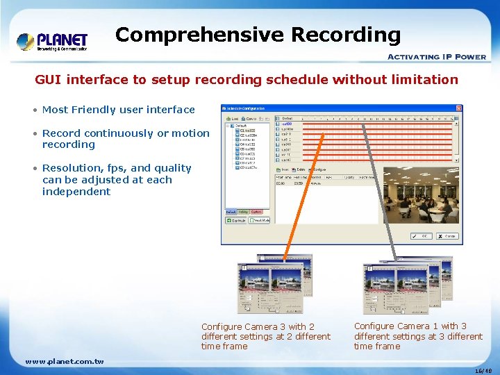 Comprehensive Recording GUI interface to setup recording schedule without limitation • Most Friendly user