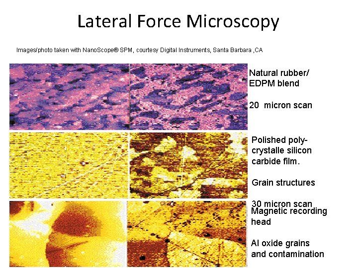 Lateral Force Microscopy Images/photo taken with Nano. Scope® SPM, courtesy Digital Instruments, Santa Barbara