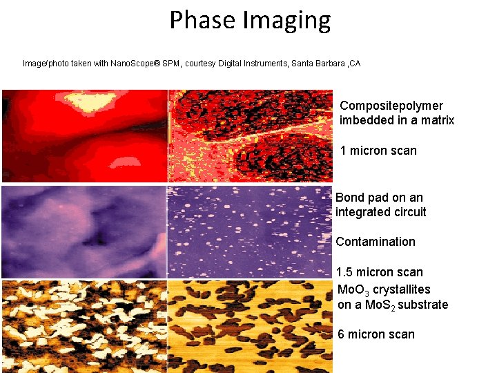 Phase Imaging Image/photo taken with Nano. Scope® SPM, courtesy Digital Instruments, Santa Barbara ,