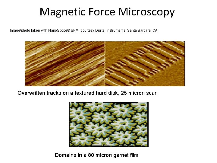 Magnetic Force Microscopy Image/photo taken with Nano. Scope® SPM, courtesy Digital Instruments, Santa Barbara