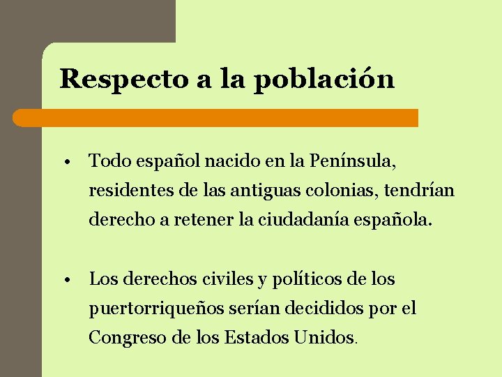 Respecto a la población • Todo español nacido en la Península, residentes de las Respecto a la población • Todo español nacido en la Península, residentes de las