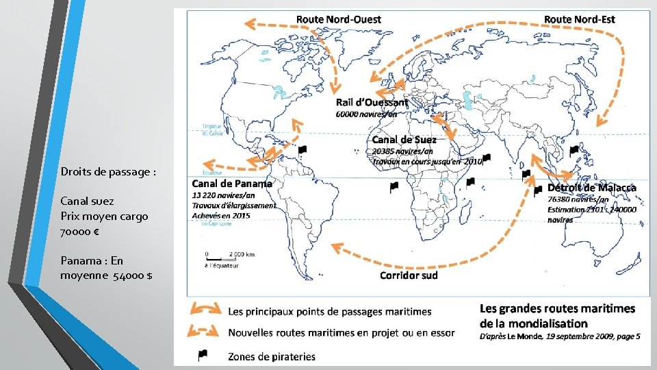 Droits de passage : Canal suez Prix moyen cargo 70000 € Panama : En