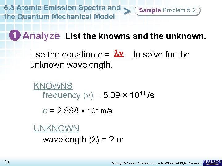 5. 3 Atomic Emission Spectra and the Quantum Mechanical Model > Sample Problem 5.