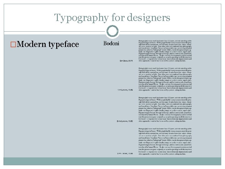 Typography for designers �Modern typeface Typography for designers �Modern typeface