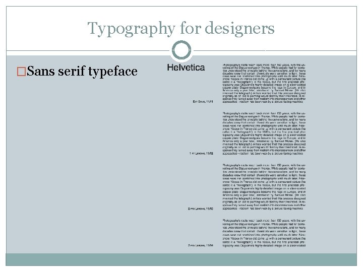 Typography for designers �Sans serif typeface Typography for designers �Sans serif typeface