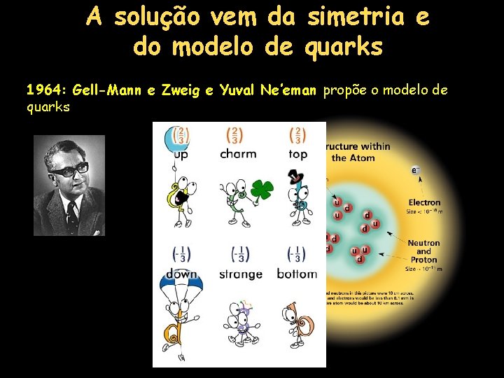 A solução vem da simetria e do modelo de quarks 1964: Gell-Mann e Zweig