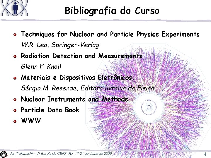 Bibliografia do Curso Techniques for Nuclear and Particle Physics Experiments W. R. Leo, Springer-Verlag