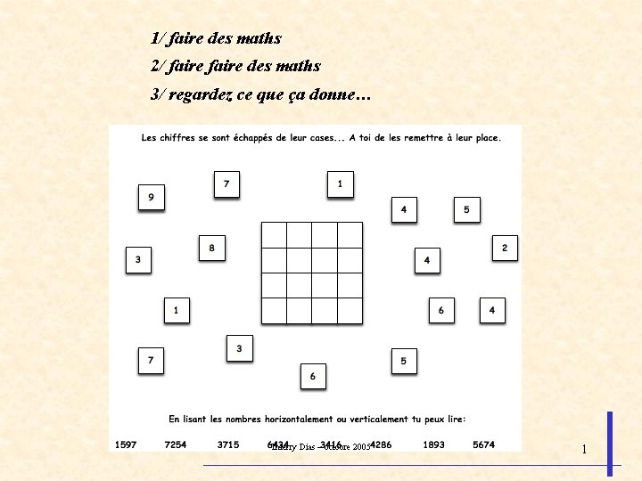 1/ faire des maths 2/ faire des maths 3/ regardez ce que ça donne…